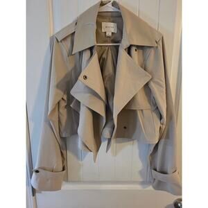 Cropped Overcoat Style Jacket New High Quality with Faux Leather Lapel